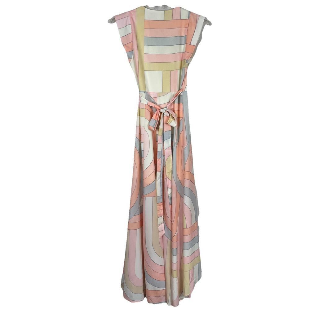 Anthropologie Hutch Geometric Wrap Maxi Dress XS Pastel Colorful Tropical Resort - Picture 2 of 9